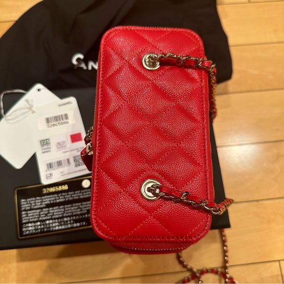 Chanel classic mini vanity with chain. Bright red color, caviar leather - Picture 7 of 14